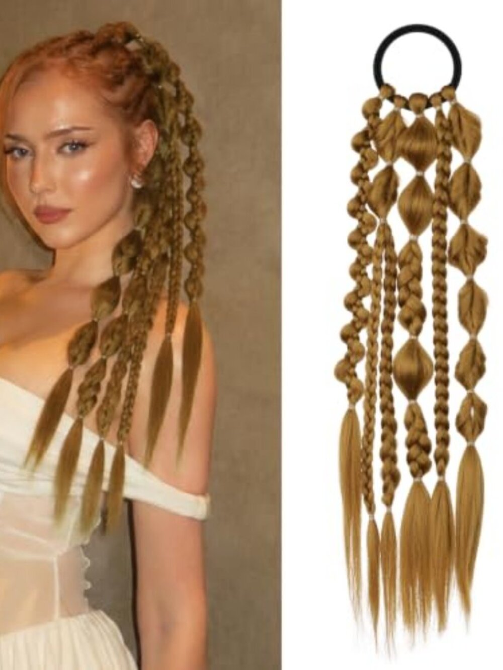 Ginger Brown Bubble Ponytail Extension for Women Braided Hair Extensions